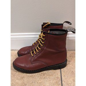 Vegetarian Shoes Combat 8-Eye Tall Boots Dark Red Men's US 14 Handmade In UK